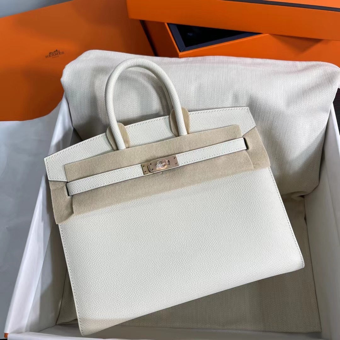 White Hermes Birkin Sellier Epsom B30