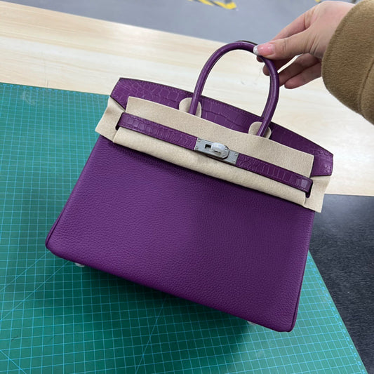 Purple HERMES Birkin Togo Matte Alligator 25